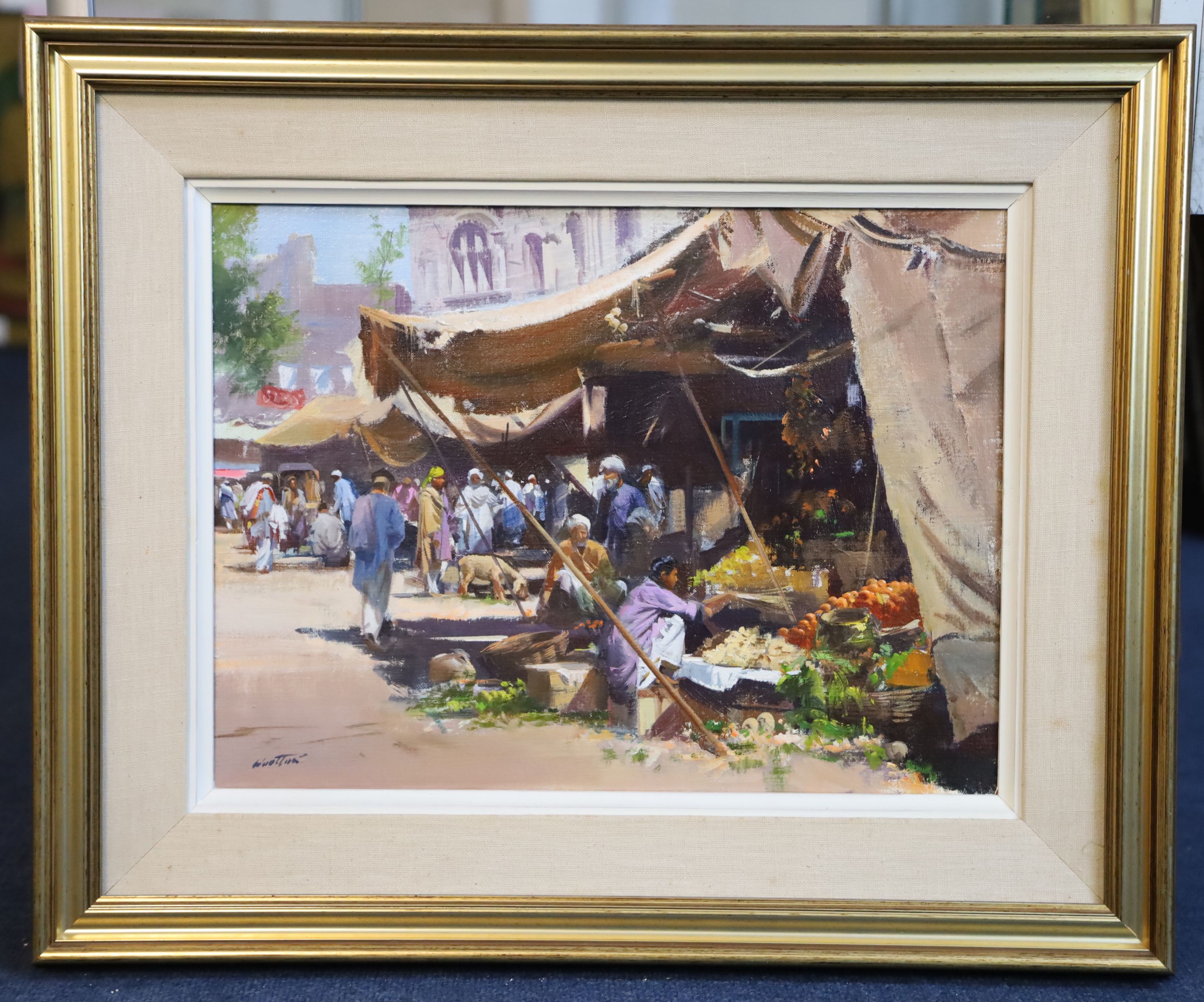 § Frank Wootton (1914-1998) Market Place, Peshawar 11.5 x 15.75in.